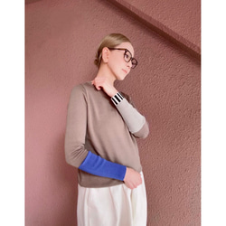 M &amp; L❤️有條紋或無條紋可選❤️修身針織❤️日本原裝❤️顏色協調針織❤️木色、藍色和淺灰色 第3張的照片