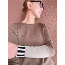 M &amp; L❤️有條紋或無條紋可選❤️修身針織❤️日本原裝❤️顏色協調針織❤️木色、藍色和淺灰色 第2張的照片