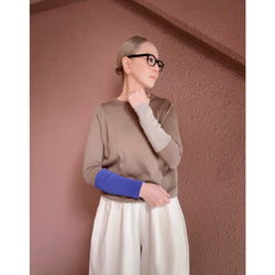 M &amp; L❤️有條紋或無條紋可選❤️修身針織❤️日本原裝❤️顏色協調針織❤️木色、藍色和淺灰色 第6張的照片