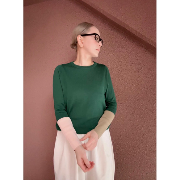 M &amp; L❤️有條紋或無條紋可選❤️修身針織❤️日本原裝❤️顏色協調針織❤️木色、藍色和淺灰色 第15張的照片