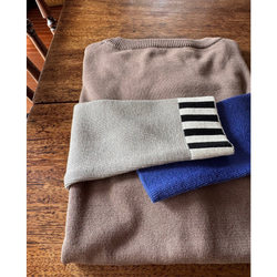 M &amp; L❤️有條紋或無條紋可選❤️修身針織❤️日本原裝❤️顏色協調針織❤️木色、藍色和淺灰色 第10張的照片