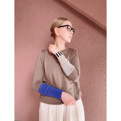 M &amp; L❤️有條紋或無條紋可選❤️修身針織❤️日本原裝❤️顏色協調針織❤️木色、藍色和淺灰色 第5張的照片