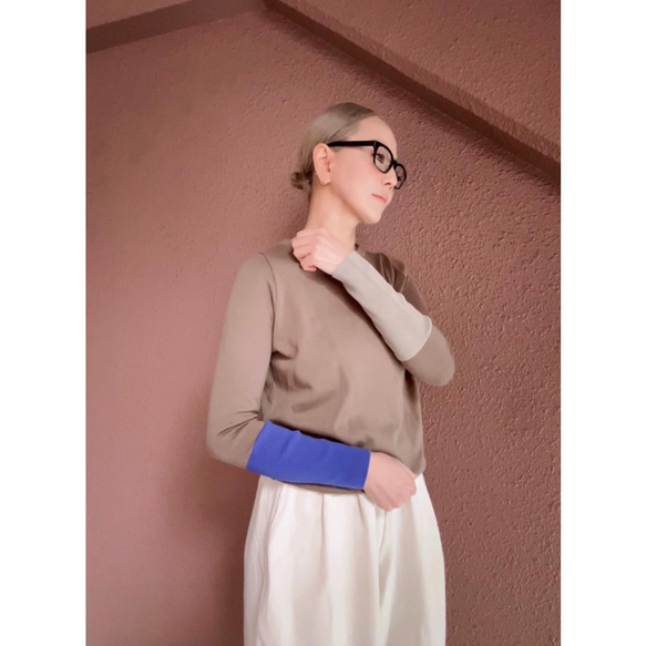 M &amp; L❤️有條紋或無條紋可選❤️修身針織❤️日本原裝❤️顏色協調針織❤️木色、藍色和淺灰色 第9張的照片