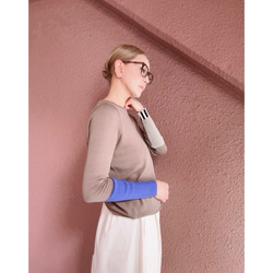 M &amp; L❤️有條紋或無條紋可選❤️修身針織❤️日本原裝❤️顏色協調針織❤️木色、藍色和淺灰色 第14張的照片