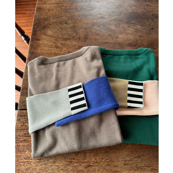 M &amp; L❤️有條紋或無條紋可選❤️修身針織❤️日本原裝❤️顏色協調針織❤️木色、藍色和淺灰色 第13張的照片