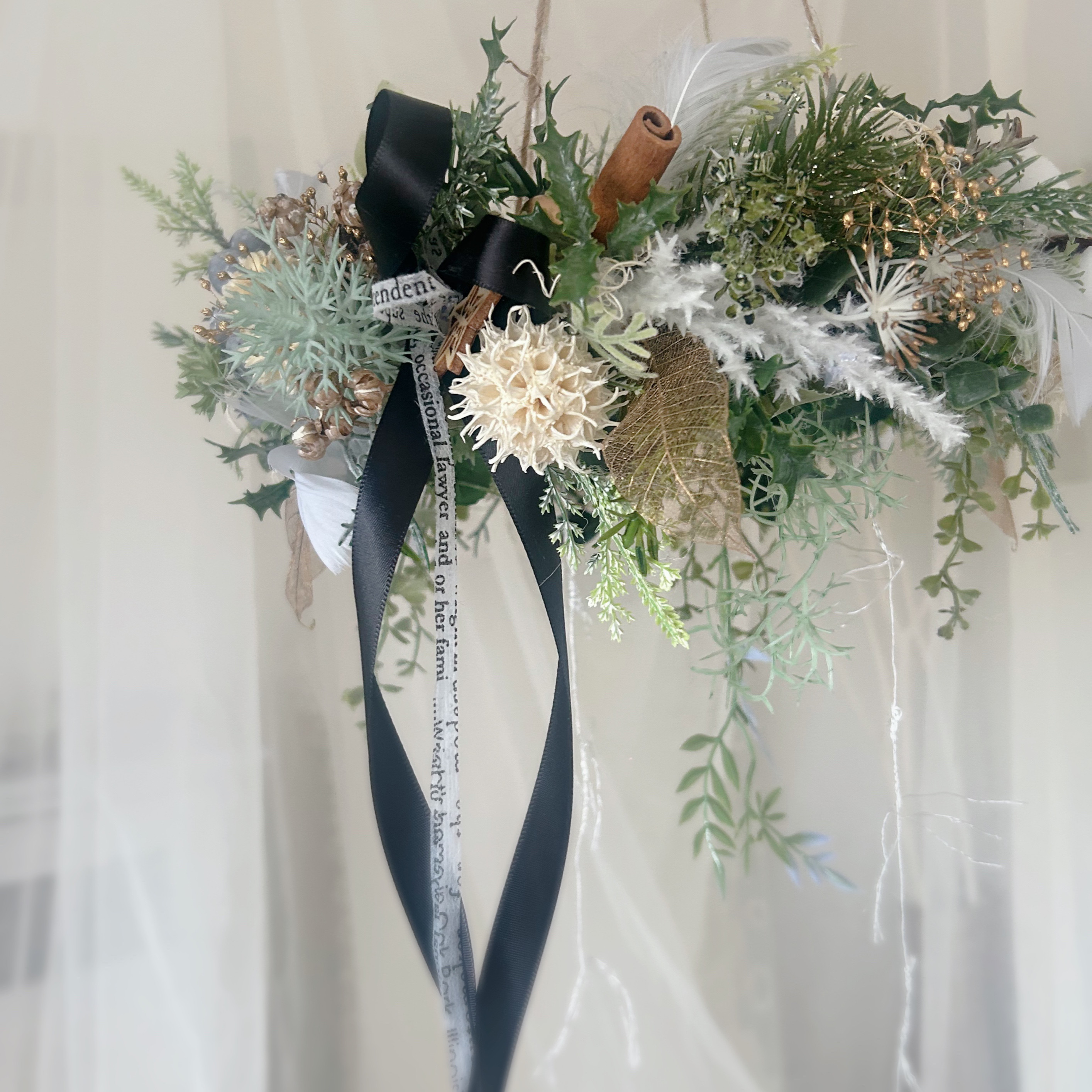 【再販×2】ナチュラルコットンクリスマスフライングリース無料ラッピング クリスマスリース クリスマスインテリア シック