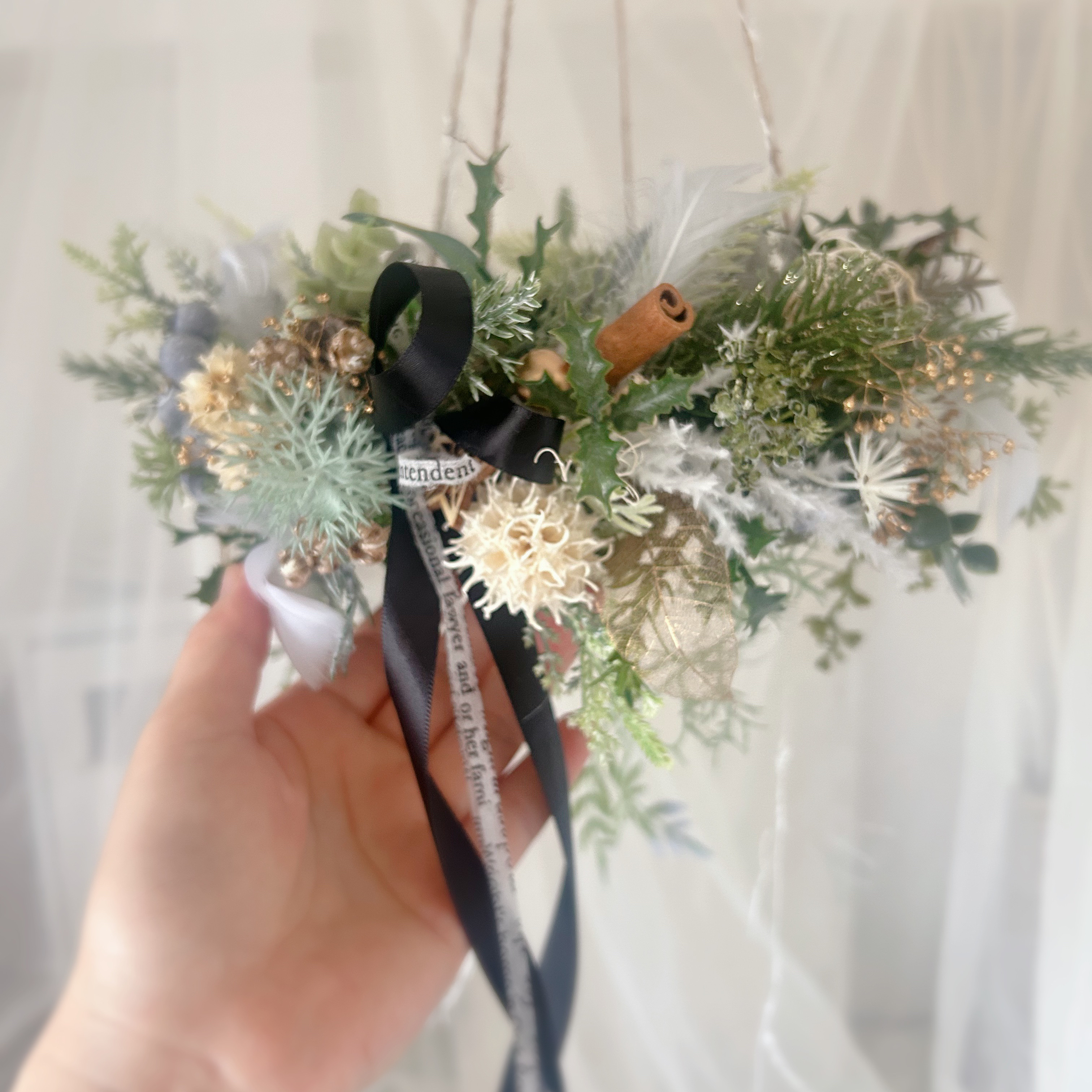 【再販×2】ナチュラルコットンクリスマスフライングリース無料ラッピング クリスマスリース クリスマスインテリア シック