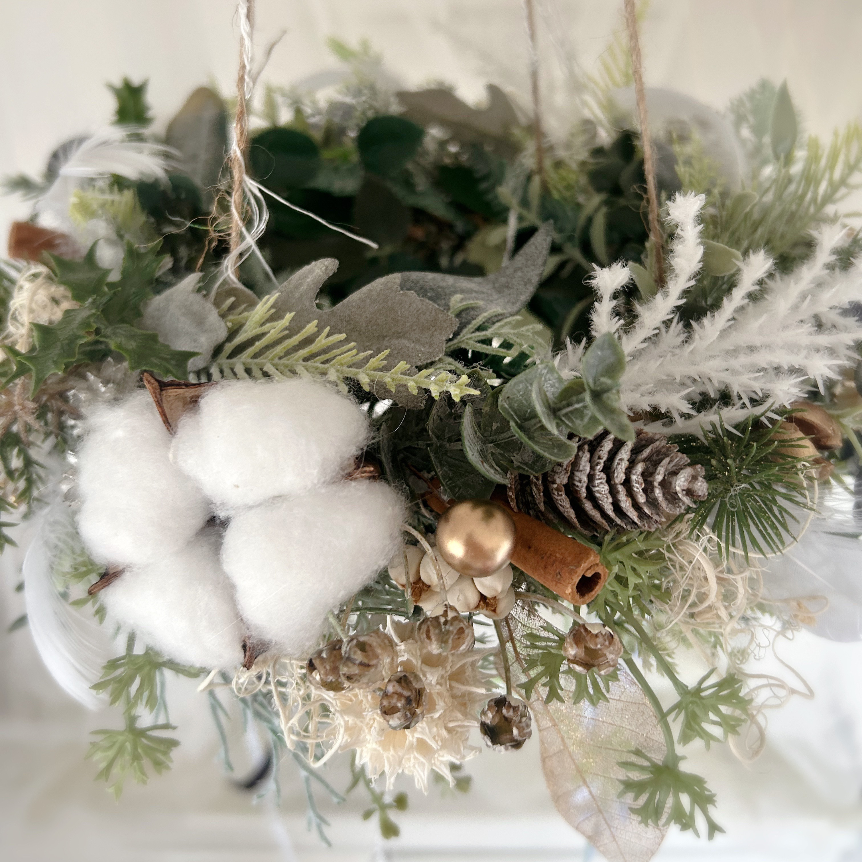 【再販×2】ナチュラルコットンクリスマスフライングリース無料ラッピング クリスマスリース クリスマスインテリア シック