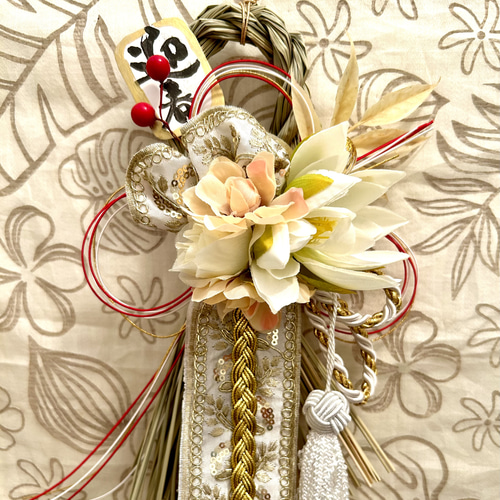 お正月飾り　2024年　しめ縄　しめ縄飾り　タッセル　イエロー お正月飾り しめ縄 しめ縄飾り イエロー タッセル プリザーブド