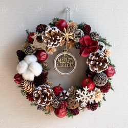 リンゴのクリスマスリース 三日月リース 手作りキット✤リンゴと木の実のクリスマスリース リース Hana