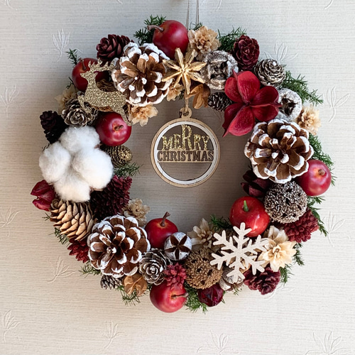 リンゴのクリスマスリース 三日月リース リンゴのクリスマスリース 三日月リース リンゴのクリスマス