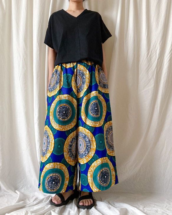 アフリカ布 ワイドパンツ アフリカンバティック ワックスプリント
