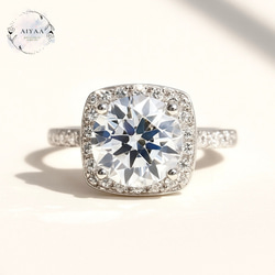 モアサナイト クッションヘイローリング｜9mm大粒×華やかジルコニア