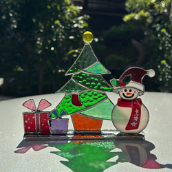 ステンドグラス クリスマス ツリーと雪だるまさん その他