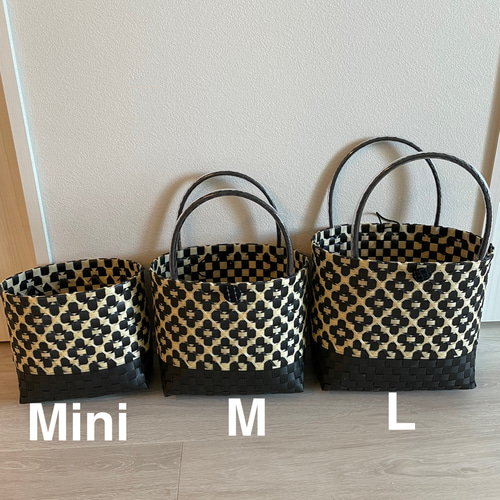 minazz プラカゴ プラカゴ 花柄 ミニサイズ パープルxベージュ バスケット エコ