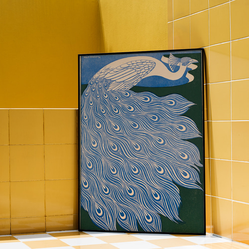 川崎麻児、【孔雀の夢】、希少な額装用画集より、状態良好、新品額装付 川崎麻児、【孔雀の夢】、希少な額装用画集より、状態良好、新品額装