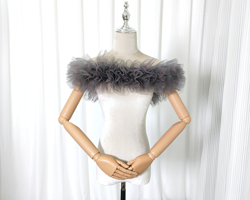 取り外しオフショルダー ピンク 爽やかで優しい グレー ビスチェ  