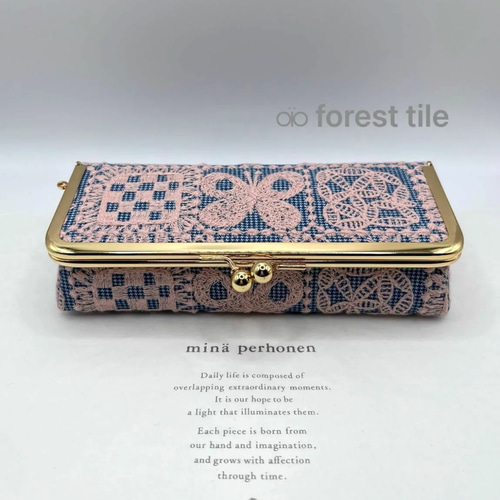 【国内配送】 ⚮̈ tile/ボックスがま口 ミナペルホネン/forest 受注制作品⚮̈ 財布・ケース・小物入れ