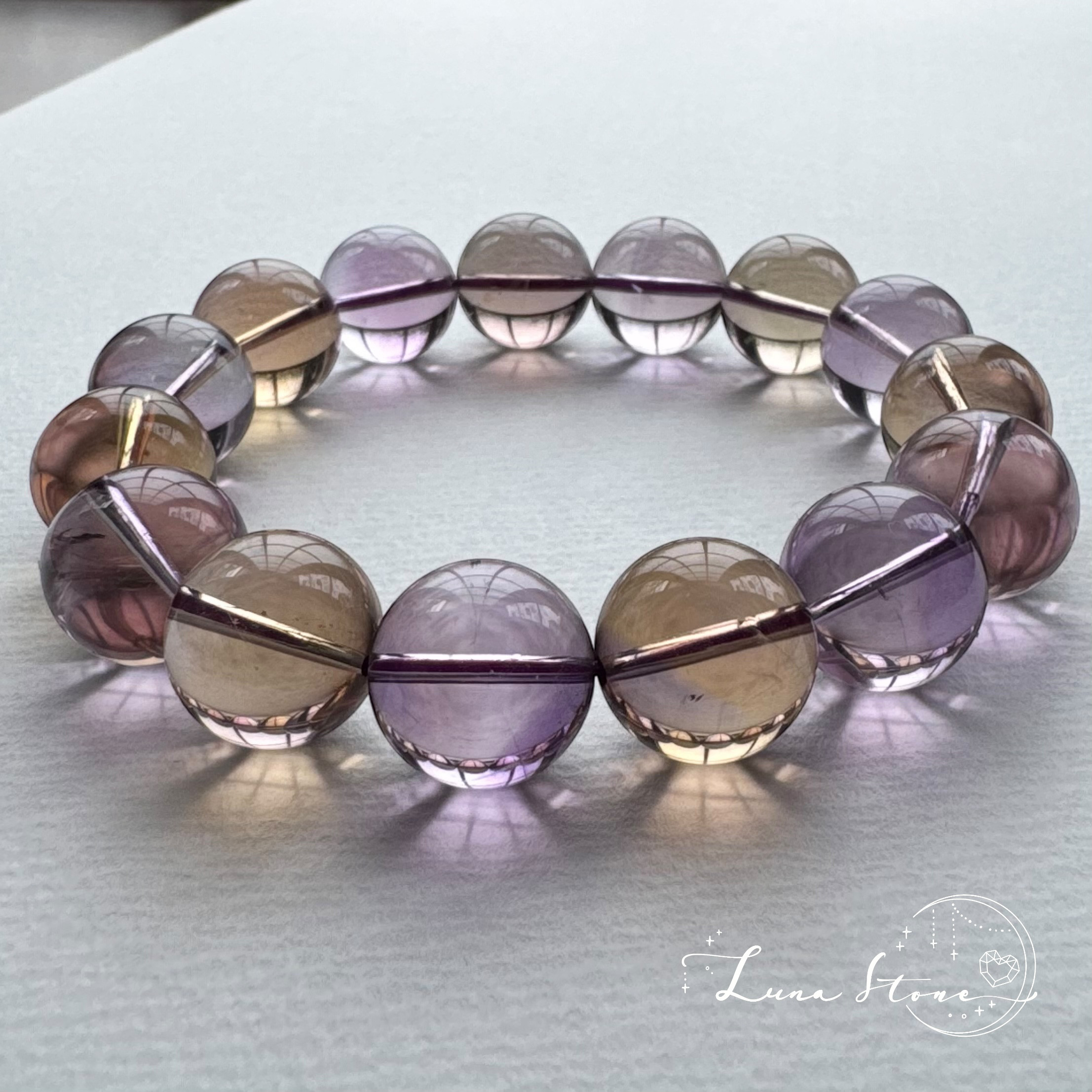 【大玉 アメトリン】気品あふれる光のグラデーション 天然石 ブレスレット 大玉 アメトリン】気品あふれる光のグラデーション 天然石