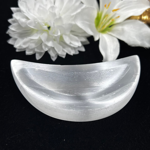 再販】セレナイト 皿 器 月形 115mm 過去世を知る～癒しの天然