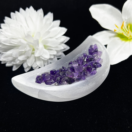 再販】セレナイト 皿 器 月形 115mm 過去世を知る～癒しの天然