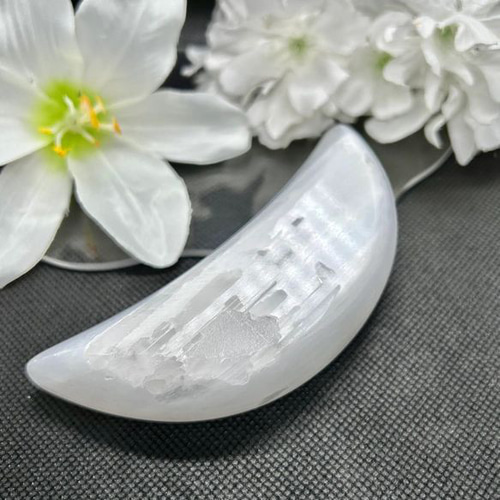 再販】セレナイト 皿 器 月形 115mm 過去世を知る～癒しの天然