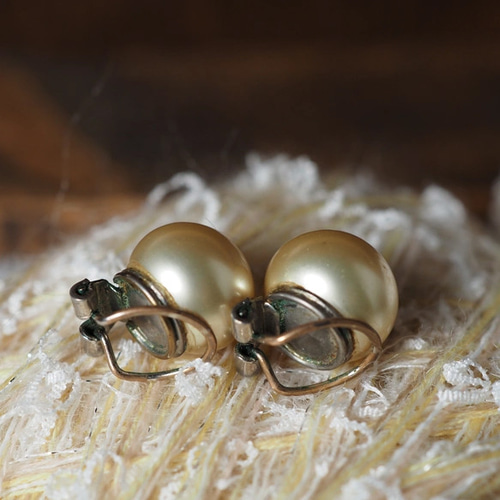 フランス ライトゴールドパール ヴィンテージイヤリング イヤリング