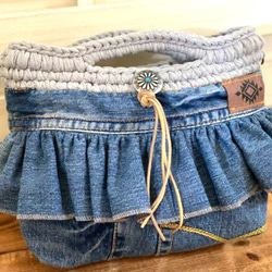 ☆デニムリメイク☆選べるパラコード‎♬2段フリル*ボディバッグ❥ハンドメイド❥ a6ddee43716fff85598daf50b12168