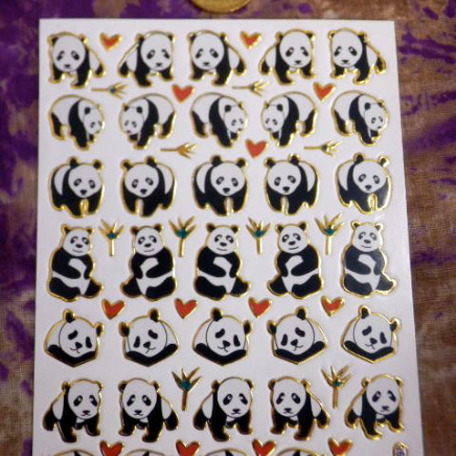 キラキラシール/パンダA ゆるい ニヤリ顔のパンダも 再入荷!! T23-1-8