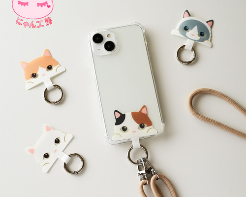 ハート　にゃんこストラップ（シマグレー） ハート にゃんこストラップ（シマグレー） アクセサリー