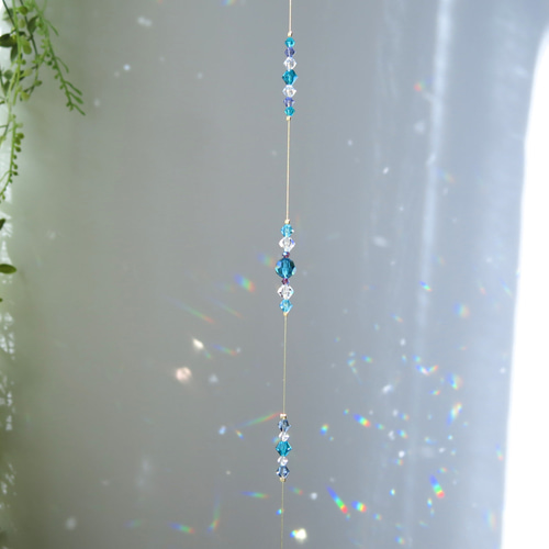 神秘的な碧 深海ブルー 高品質 クリスタルサンキャッチャー 30mm 天使