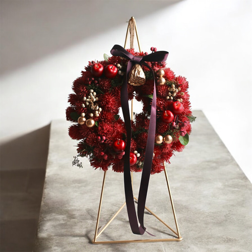 赤い木の実のリース クリスマス ドライフラワー アップル リース