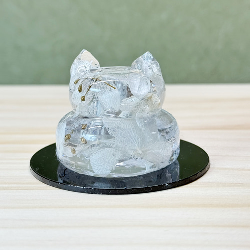 超早割】レジンで作った小さな猫の鏡餅 紫陽花 お正月飾り 水引