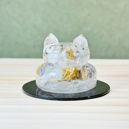 超早割】レジンで作った小さな猫の鏡餅 紫陽花 お正月飾り 水引