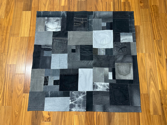 リメイクデニム パッチワークざっくりマルチカバー こたつがけ 200