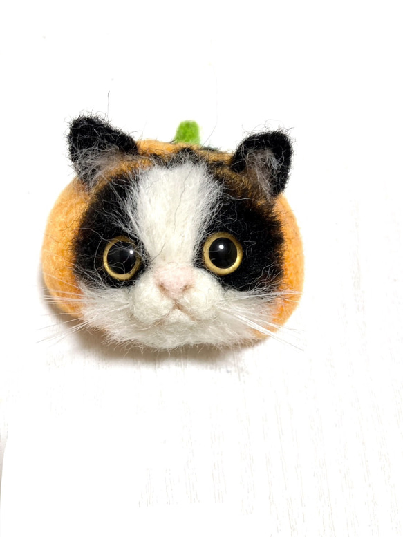 羊毛フェルト猫ブローチ 羊毛フェルトハロウィン猫 羊毛フェルト