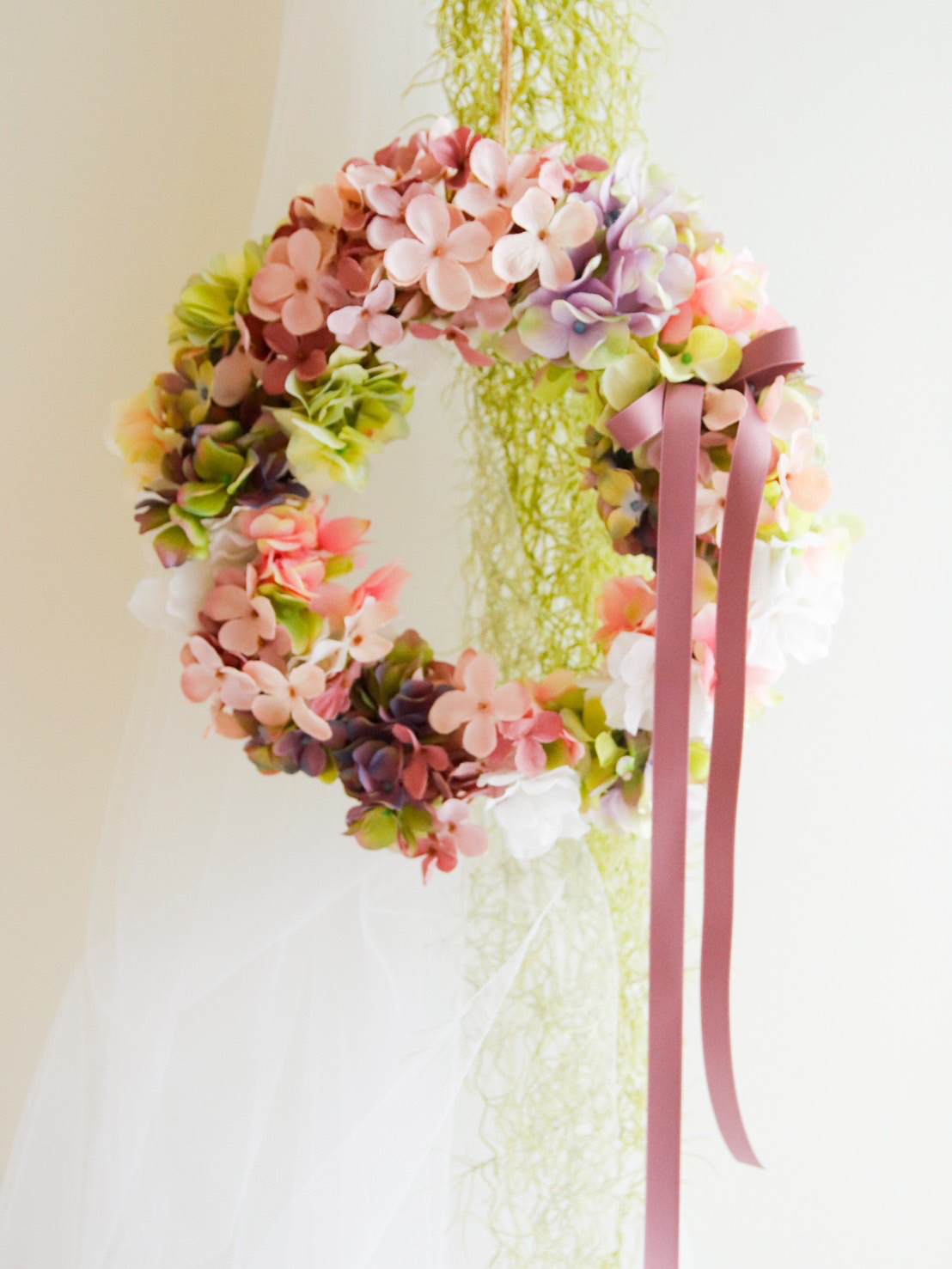 あじさいのリース　フラワーアレンジメント　造花