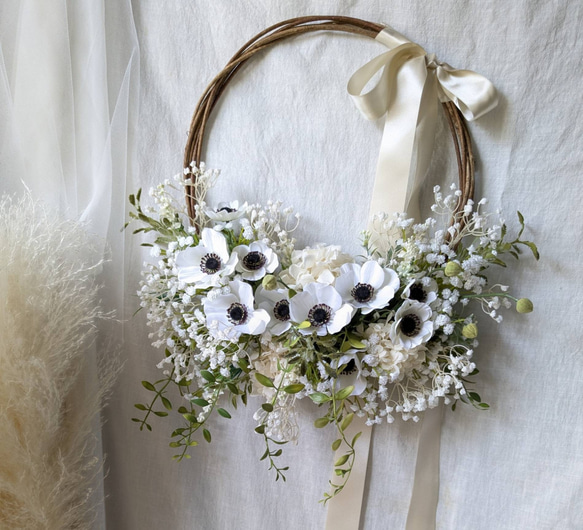 リースブーケ＊*アネモネ/カスミ草(ブートニア付き) ブーケ casico
