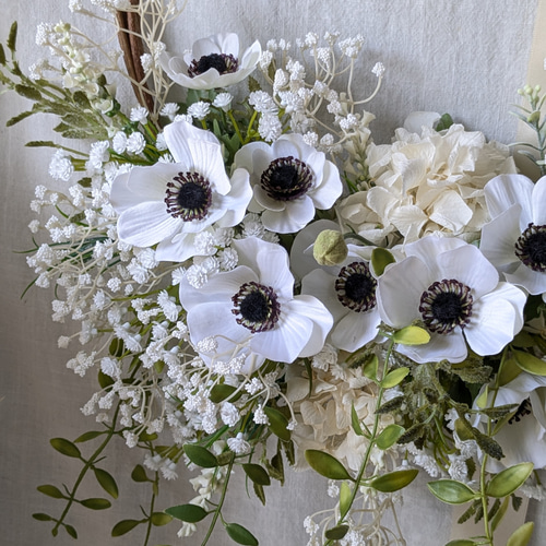 リースブーケ＊*アネモネ/カスミ草(ブートニア付き) ブーケ casico