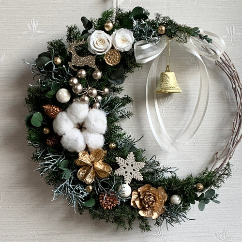 キラキラ・クリスマスの三日月リース リース Hana-Hana-325 通販