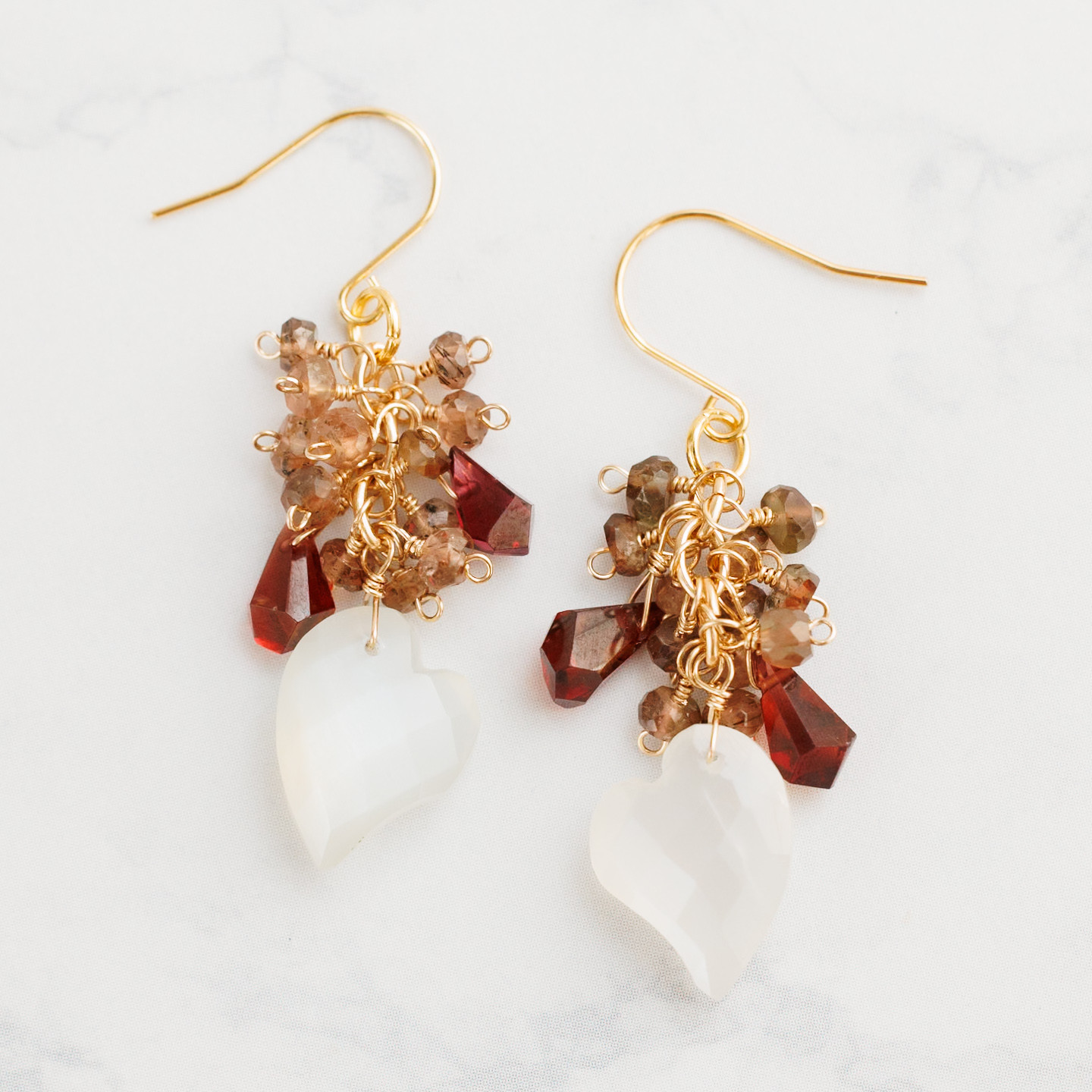 ムーンストーン アンダリュサイト ガーネット ピアス イヤリング ピアスチャーム