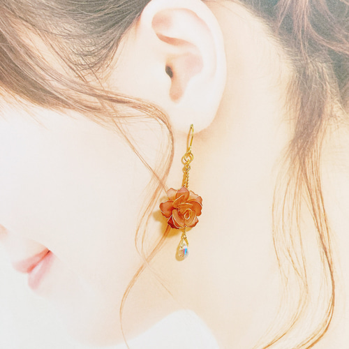 ピアス【 ゆかしき薔薇 】イヤリングにも変更可能 ピアス