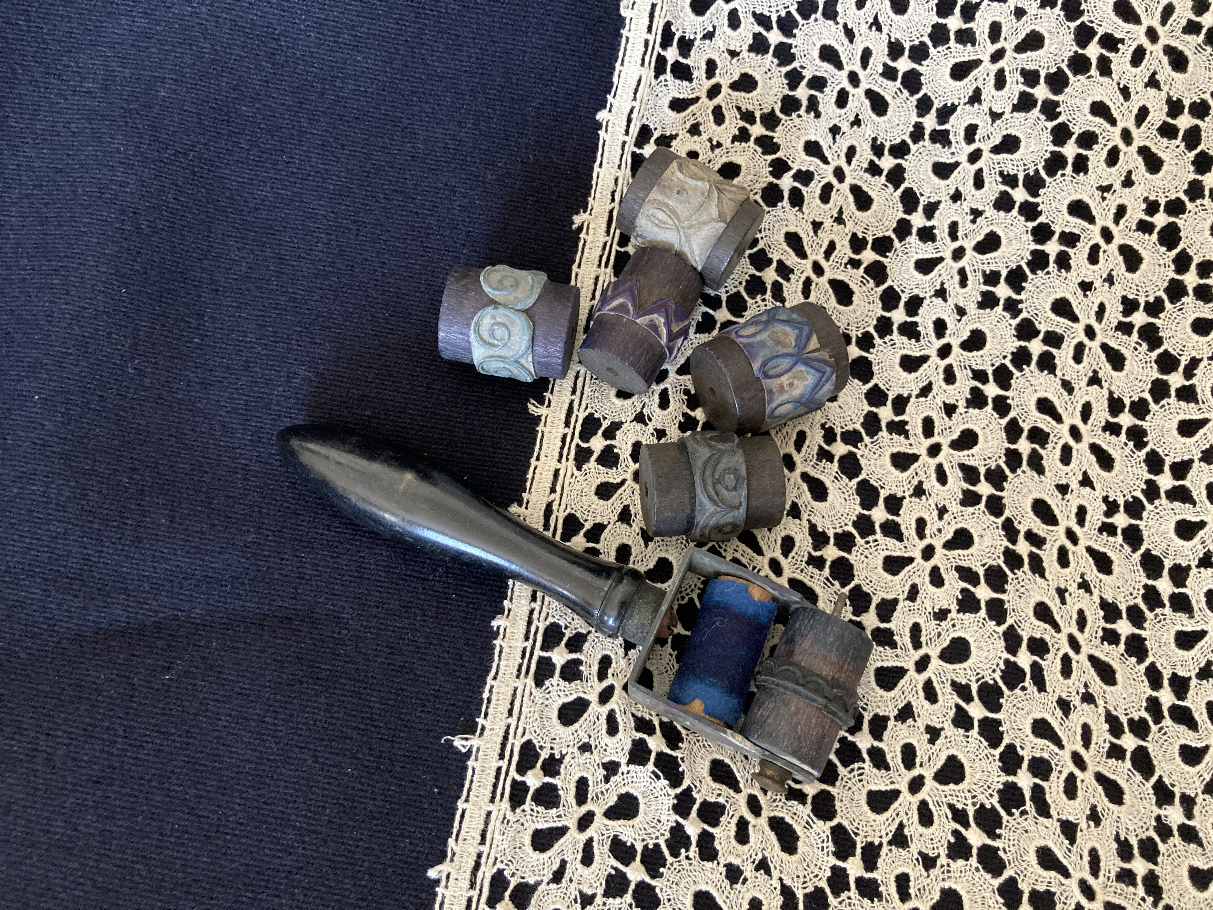 フランスアンティーク 刺繍用ローラースタンプ 替えスタンプ 5つセット