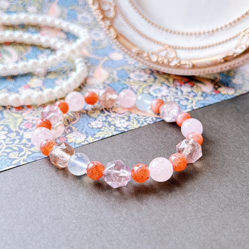 天然石 ハンドメイド ブレスレット アクアマリン ネガティブな