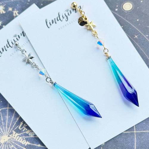片耳販売】幻想的な魔法鉱石ミニペンデュラムのピアス イヤリング