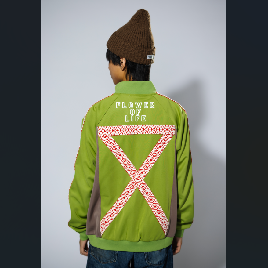 ジャージトップス（レコードワッペン、アシッドテープ、メンズ）　アッシュグリーン　ＬL　WATERFALL　2024AW