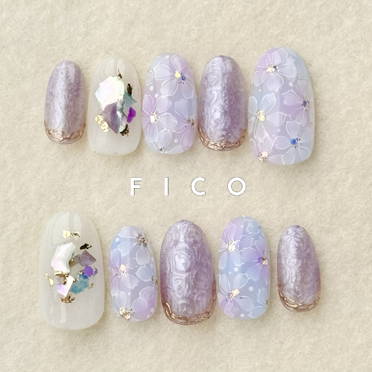 ネイルチップ/花柄ネイル/ブライダルネイル/大人ネイル/フラワーネイル/FICOネイルチップ