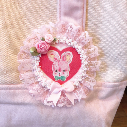 ハローベイビー トートバッグ ファーチャーム付き ピンク ベビーピンク