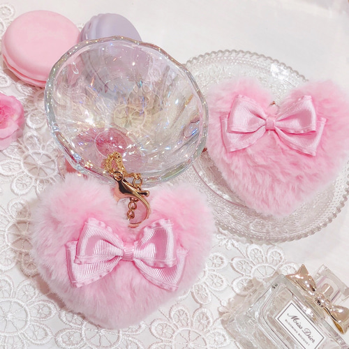 ロラライハリス♡ベビーピンクベロア♡刺繍の丸型ふんわり絞りバッグS♡ ロラライハリス♡ベビーピンクベロア♡刺繍の丸型ふんわり絞りバッグS