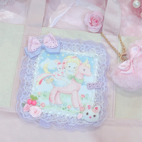 ハローベイビー トートバッグ ファーチャーム付き ピンク ベビーピンク